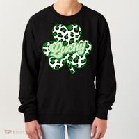 St Patricks Day Lucky Leopard Print Shamrock Clover Women's Sweatshirt thumb 0
