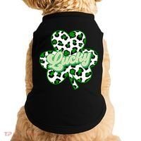 St Patricks Day Lucky Leopard Print Shamrock Clover Doggie Tank thumb 0