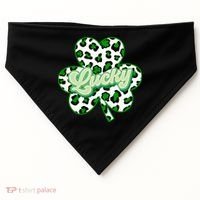 St Patricks Day Lucky Leopard Print Shamrock Clover USA-Made Doggie Bandana thumb 0