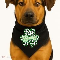 St Patricks Day Lucky Leopard Print Shamrock Clover USA-Made Doggie Bandana thumb 1