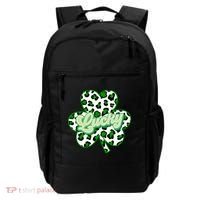 St Patricks Day Lucky Leopard Print Shamrock Clover Backpack thumb 0