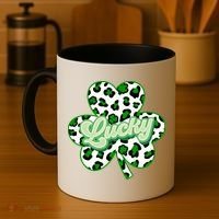 St Patricks Day Lucky Leopard Print Shamrock Clover Coffee Mug thumb 4
