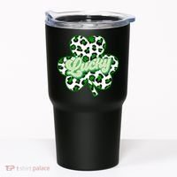 St Patricks Day Lucky Leopard Print Shamrock Clover Tumbler thumb 0