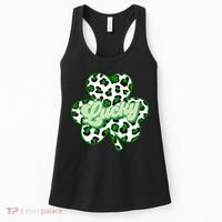 St Patricks Day Lucky Leopard Print Shamrock Clover Women's Tank Top thumb 0