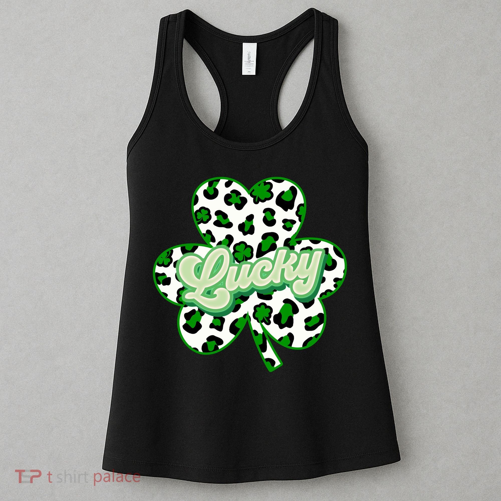 St Patricks Day Lucky Leopard Print Shamrock Clover Women's Tank Top
