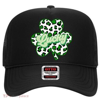 St Patricks Day Lucky Leopard Print Shamrock Clover Hat