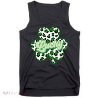 St Patricks Day Lucky Leopard Print Shamrock Clover Tank Top thumb 0