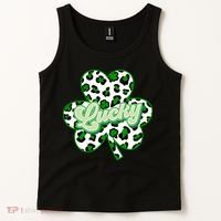 St Patricks Day Lucky Leopard Print Shamrock Clover Tank Top thumb 2