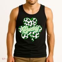 St Patricks Day Lucky Leopard Print Shamrock Clover Tank Top thumb 3
