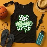 St Patricks Day Lucky Leopard Print Shamrock Clover Tank Top thumb 4