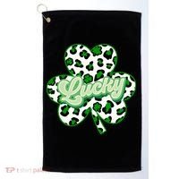 St Patricks Day Lucky Leopard Print Shamrock Clover Golf Towel thumb 0