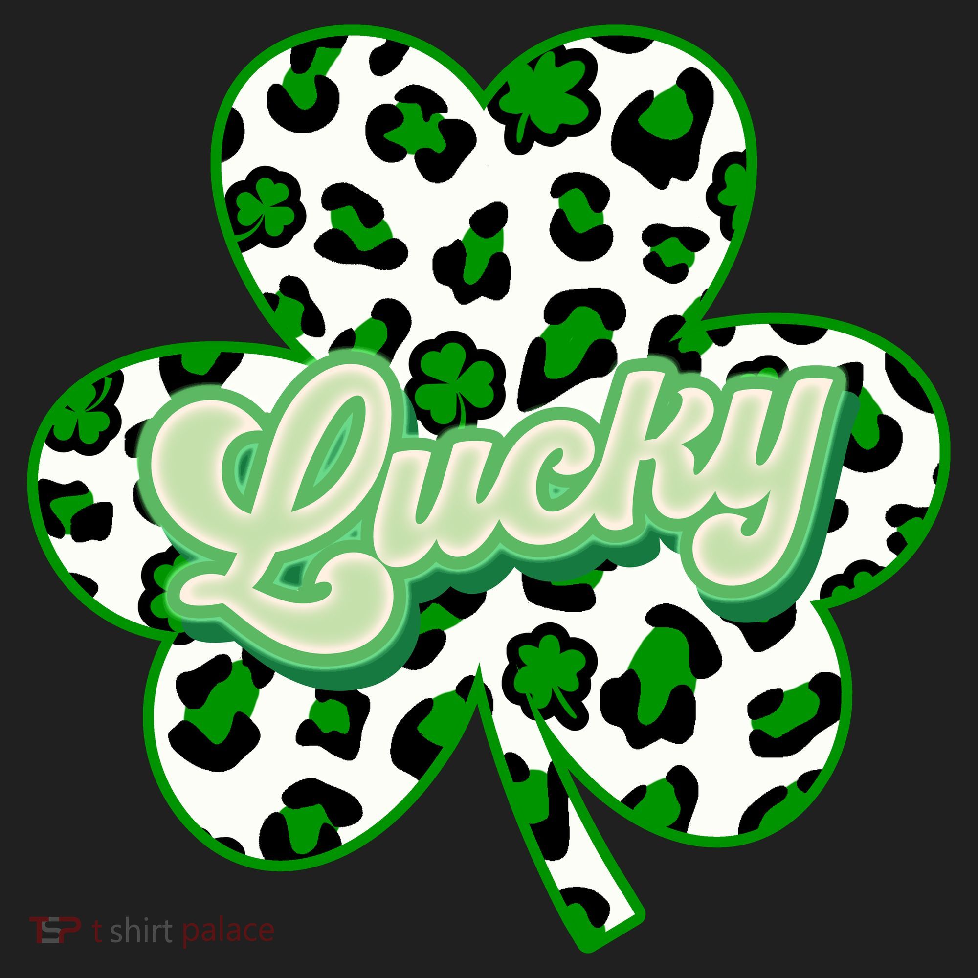 St Patricks Day Lucky Leopard Print Shamrock Clover Golf Towel