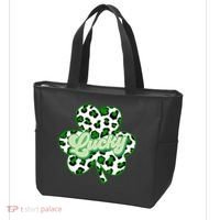 St Patricks Day Lucky Leopard Print Shamrock Clover Tote Bag thumb 3