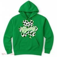 St Patricks Day Lucky Leopard Print Shamrock Clover Hoodie thumb 0