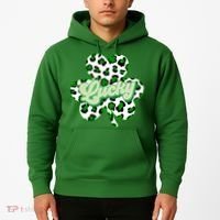St Patricks Day Lucky Leopard Print Shamrock Clover Hoodie thumb 2