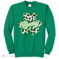 St Patricks Day Lucky Leopard Print Shamrock Clover Sweatshirt thumb 0