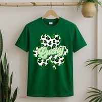 St Patricks Day Lucky Leopard Print Shamrock Clover T-Shirt thumb 2