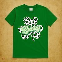 St Patricks Day Lucky Leopard Print Shamrock Clover T-Shirt thumb 5
