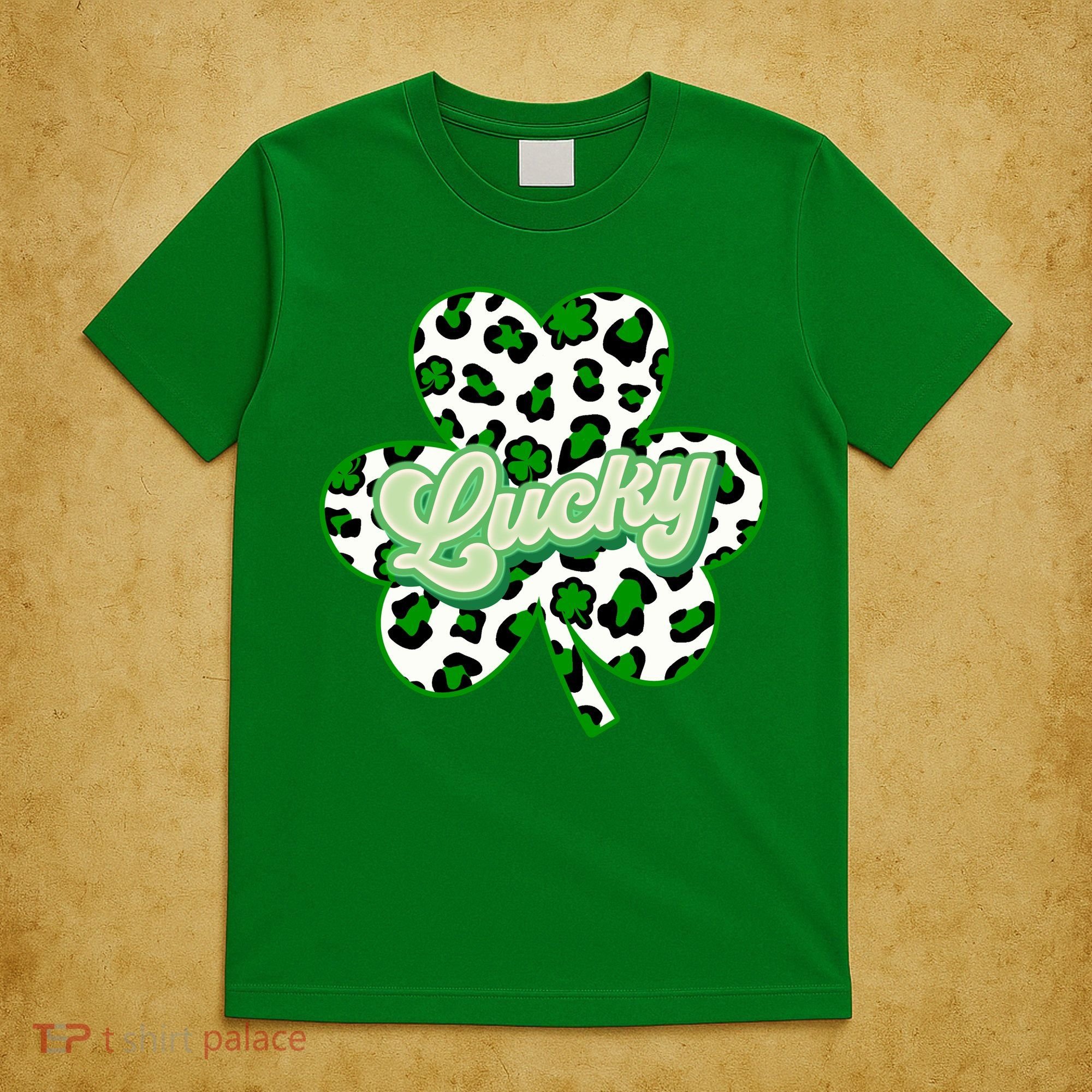 St Patricks Day Lucky Leopard Print Shamrock Clover T-Shirt