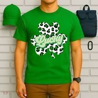 St Patricks Day Lucky Leopard Print Shamrock Clover T-Shirt thumb 6