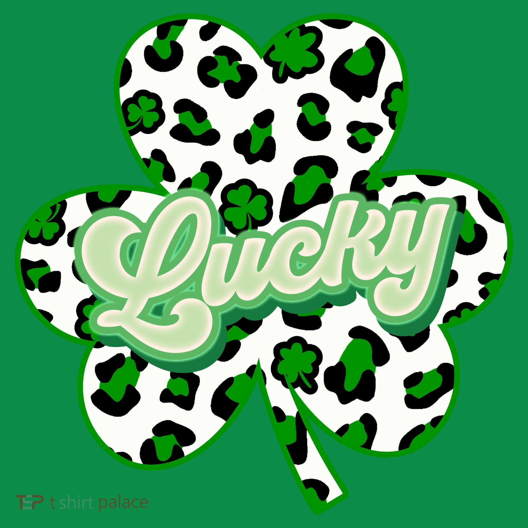St Patricks Day Lucky Leopard Print Shamrock Clover Button
