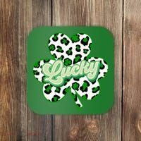 St Patricks Day Lucky Leopard Print Shamrock Clover Coaster thumb 0