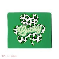 St Patricks Day Lucky Leopard Print Shamrock Clover Mousepad thumb 0