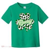 St Patricks Day Lucky Leopard Print Shamrock Clover Toddler T-Shirt thumb 0