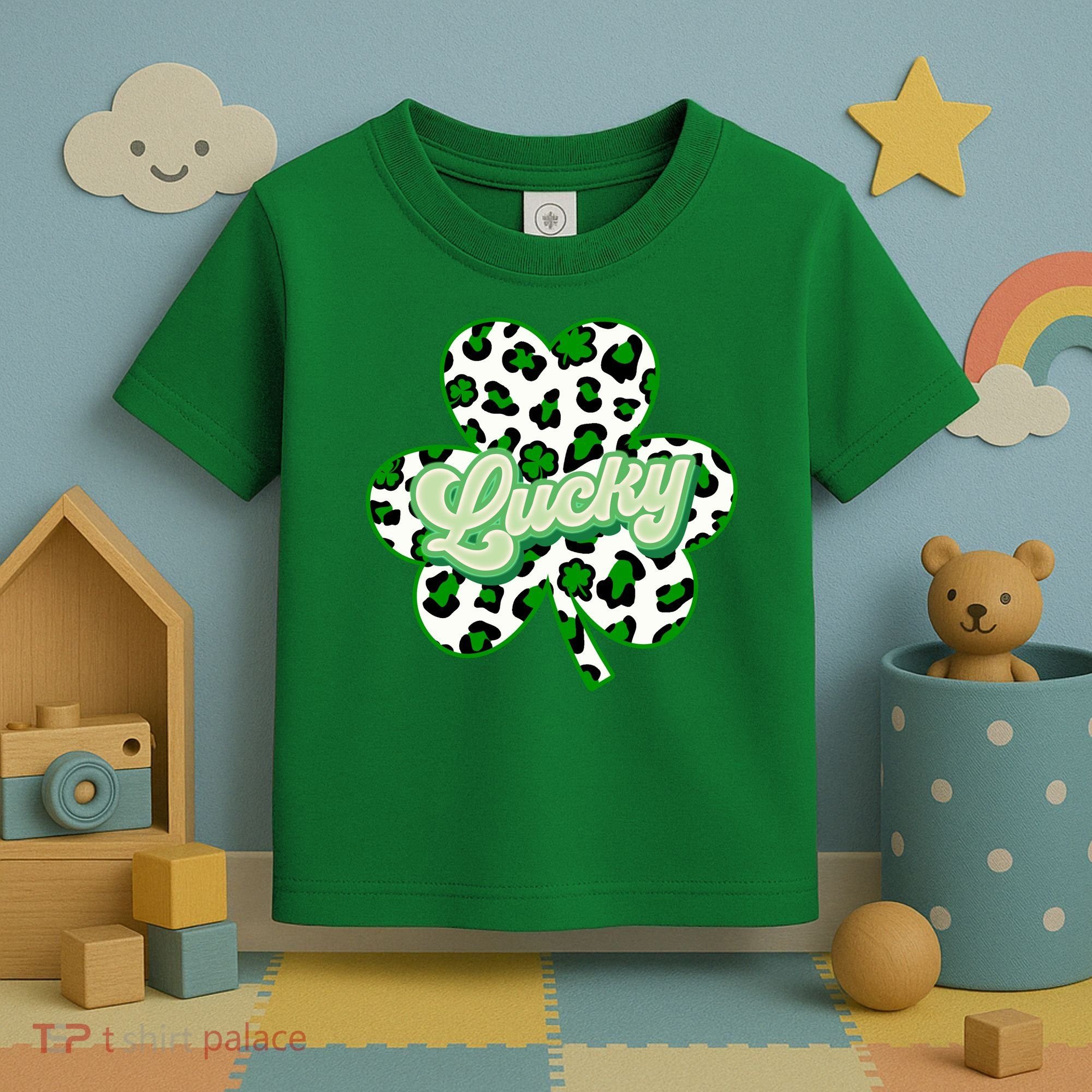 St Patricks Day Lucky Leopard Print Shamrock Clover Toddler T-Shirt