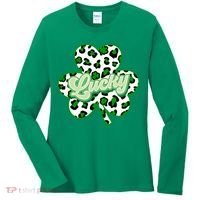St Patricks Day Lucky Leopard Print Shamrock Clover Women's Long Sleeve Shirt thumb 0