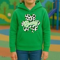 St Patricks Day Lucky Leopard Print Shamrock Clover Kids Hoodie thumb 3