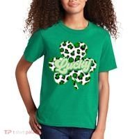 St Patricks Day Lucky Leopard Print Shamrock Clover Kids T-Shirt thumb 2
