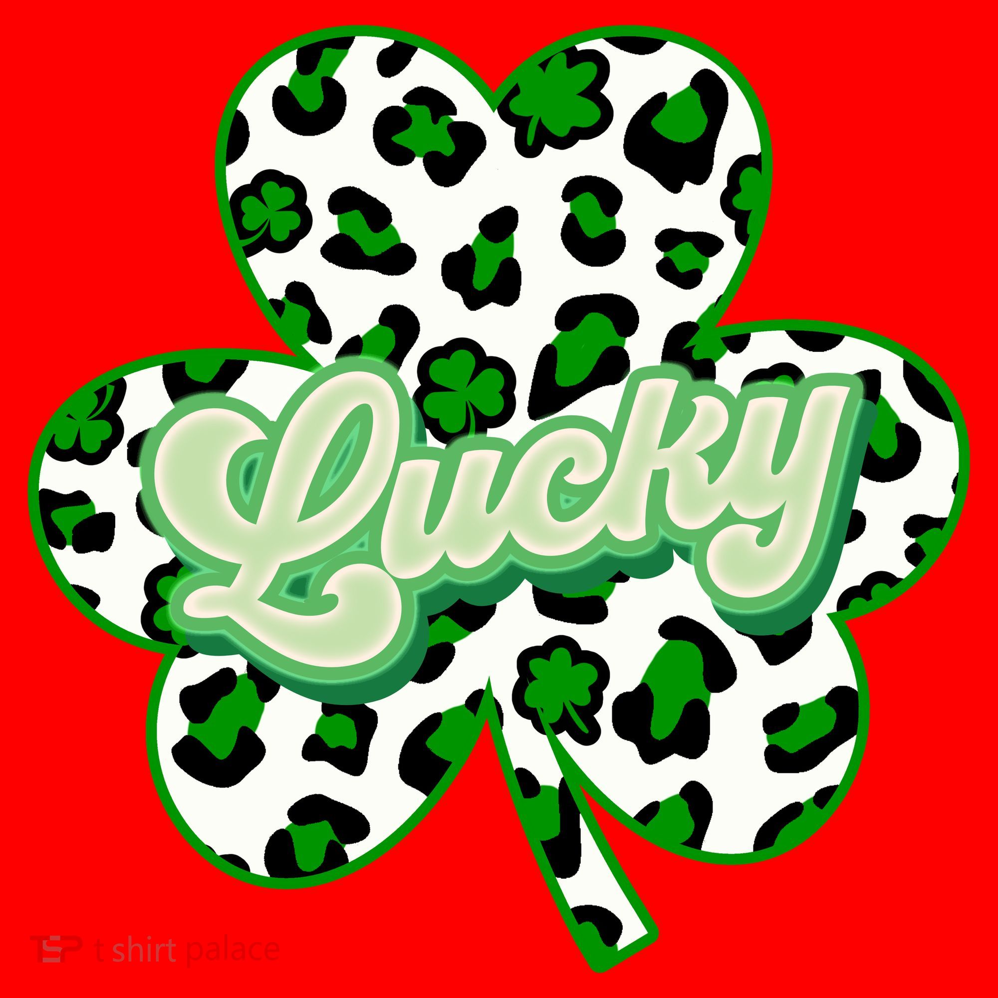 St Patricks Day Lucky Leopard Print Shamrock Clover Santa Hat