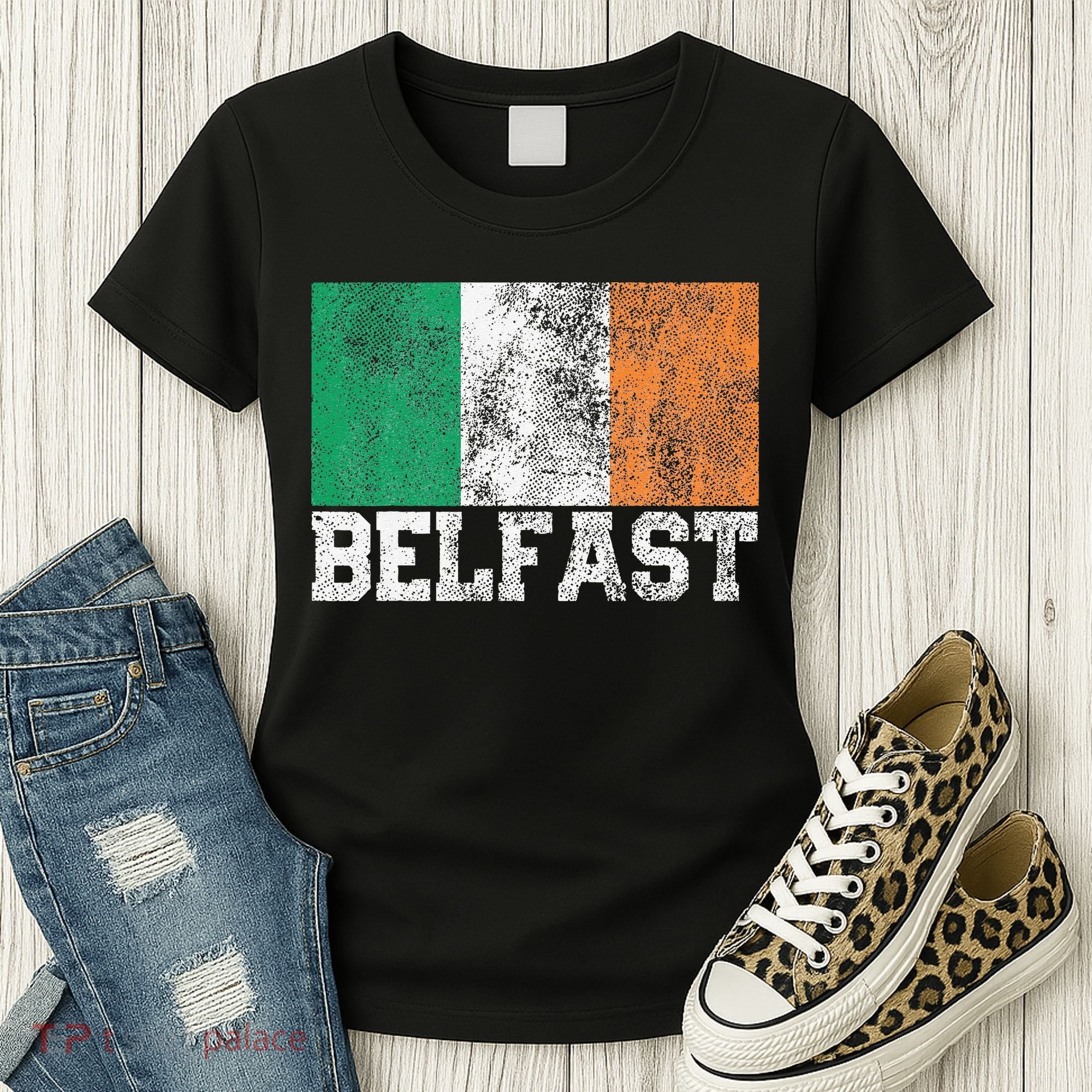 St Patrick's Day Irish Flag Belfast Ireland Saint Paddy's Women's T-Shirt