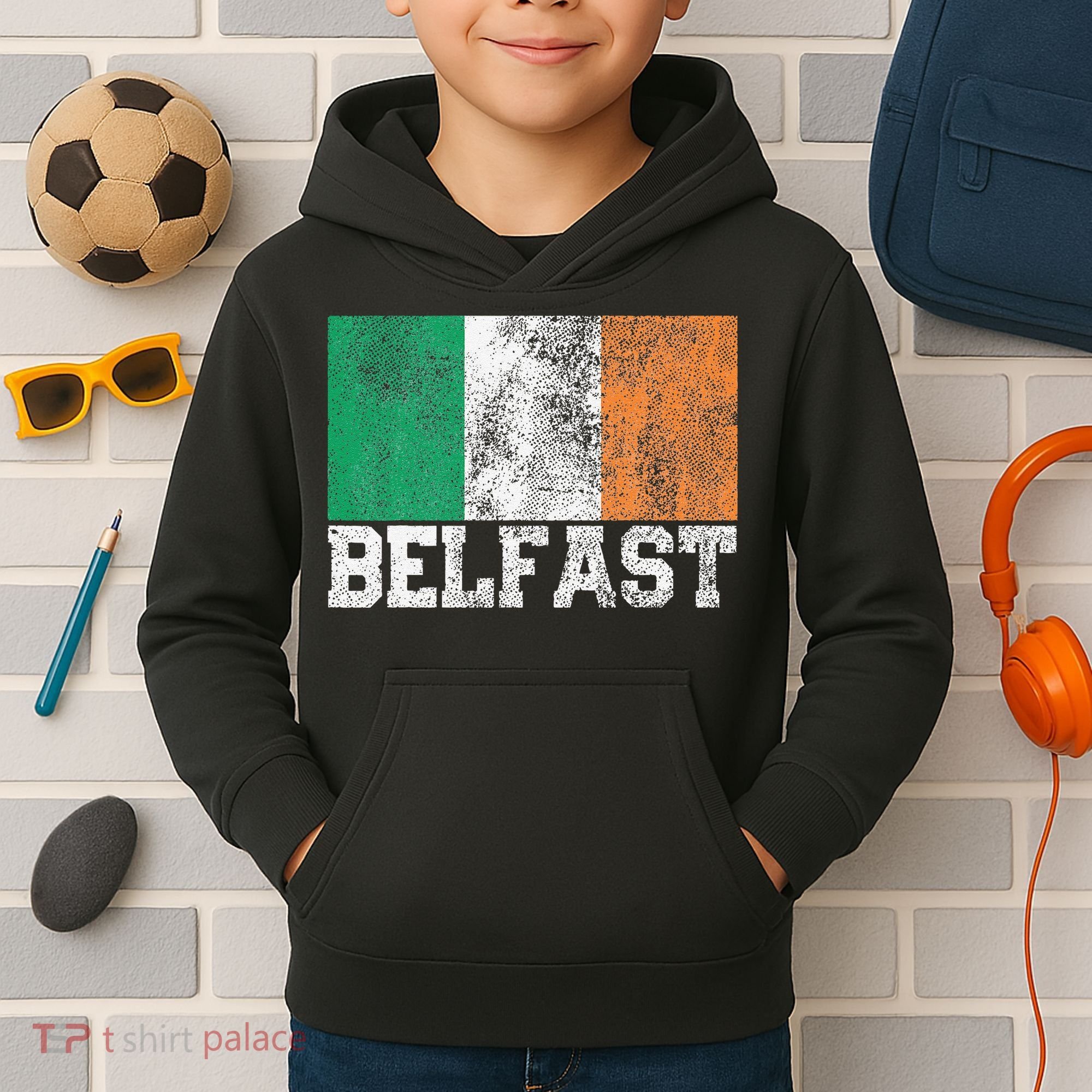 St Patrick's Day Irish Flag Belfast Ireland Saint Paddy's Kids Hoodie