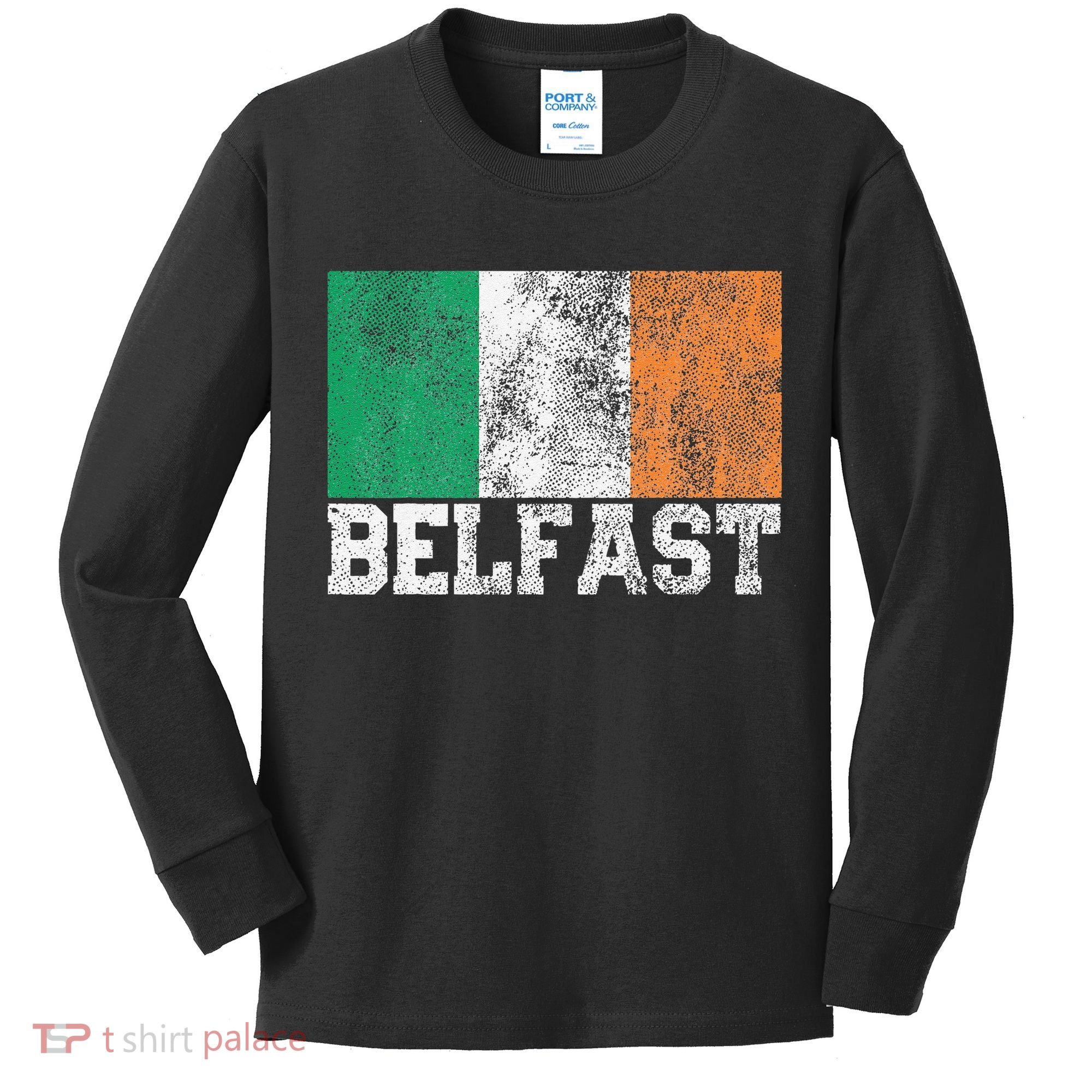 St Patrick's Day Irish Flag Belfast Ireland Saint Paddy's Kids Long Sleeve Shirt
