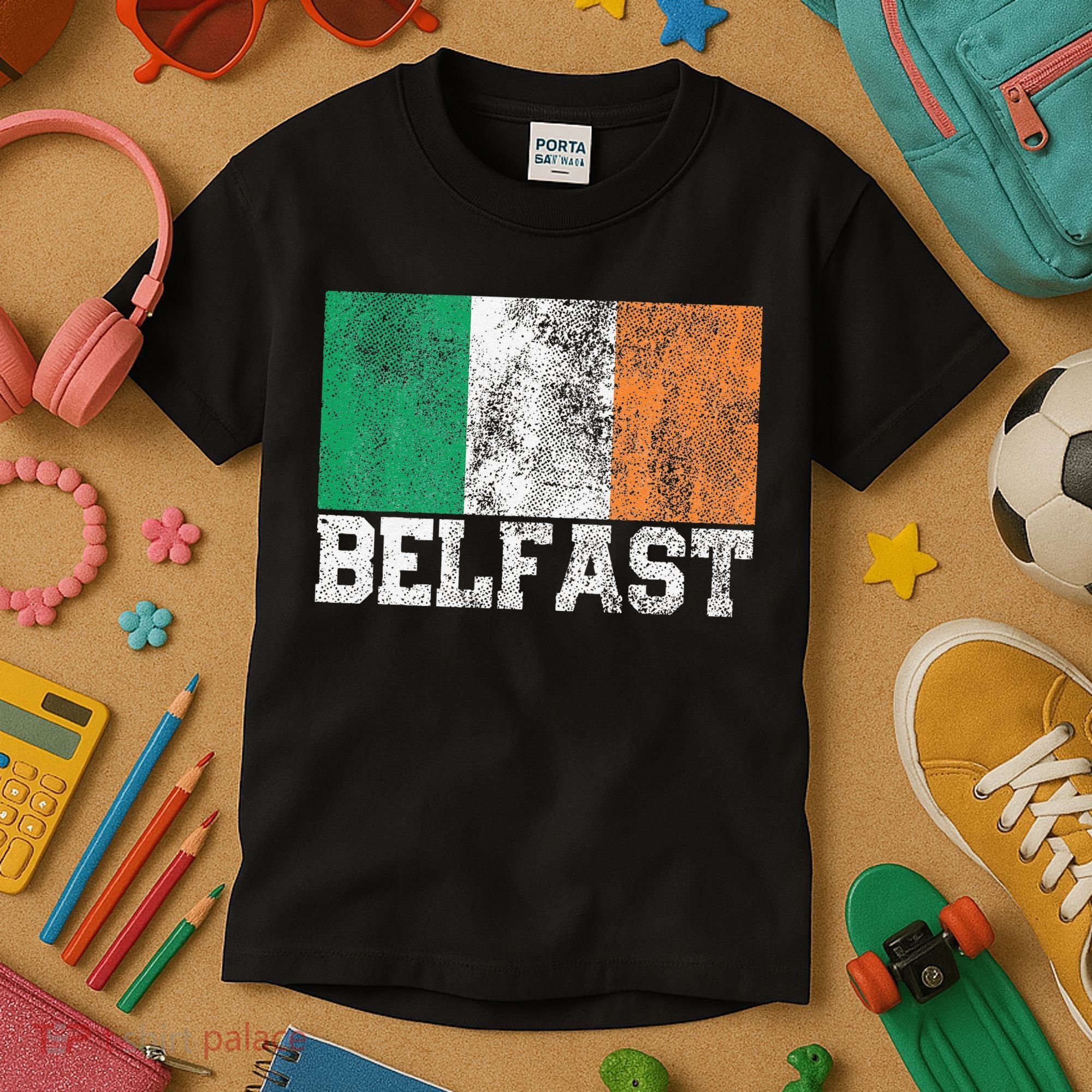St Patrick's Day Irish Flag Belfast Ireland Saint Paddy's Kids T-Shirt