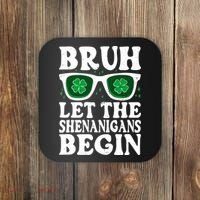 St Patricks Day Bruh Let The Shenanigans Begin Shamrock Clover Sun Glasses Coaster thumb 0