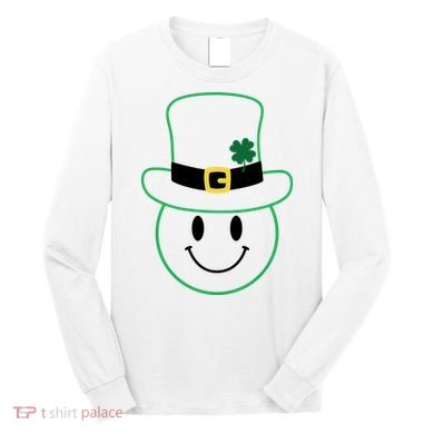 St Patrick's Day Smiley Face Holiday Long Sleeve Shirt