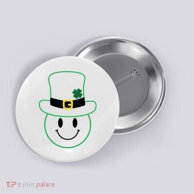 St Patrick's Day Smiley Face Holiday Button