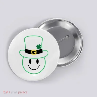 St Patrick's Day Smiley Face Holiday Button