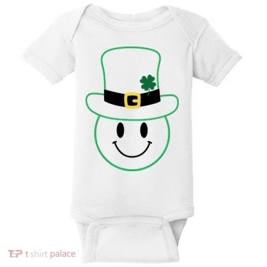 St Patrick's Day Smiley Face Holiday Baby Bodysuit