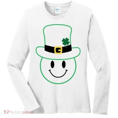 St Patrick's Day Smiley Face Holiday Women's Long Sleeve Shirt
