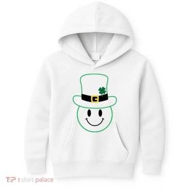 St Patrick's Day Smiley Face Holiday Kids Hoodie