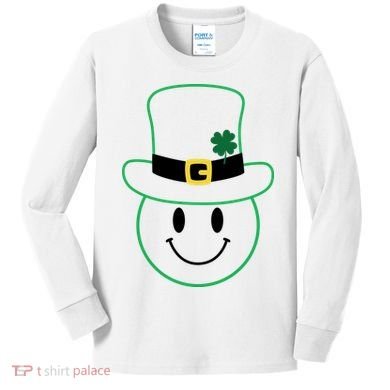 St Patrick's Day Smiley Face Holiday Kids Long Sleeve Shirt
