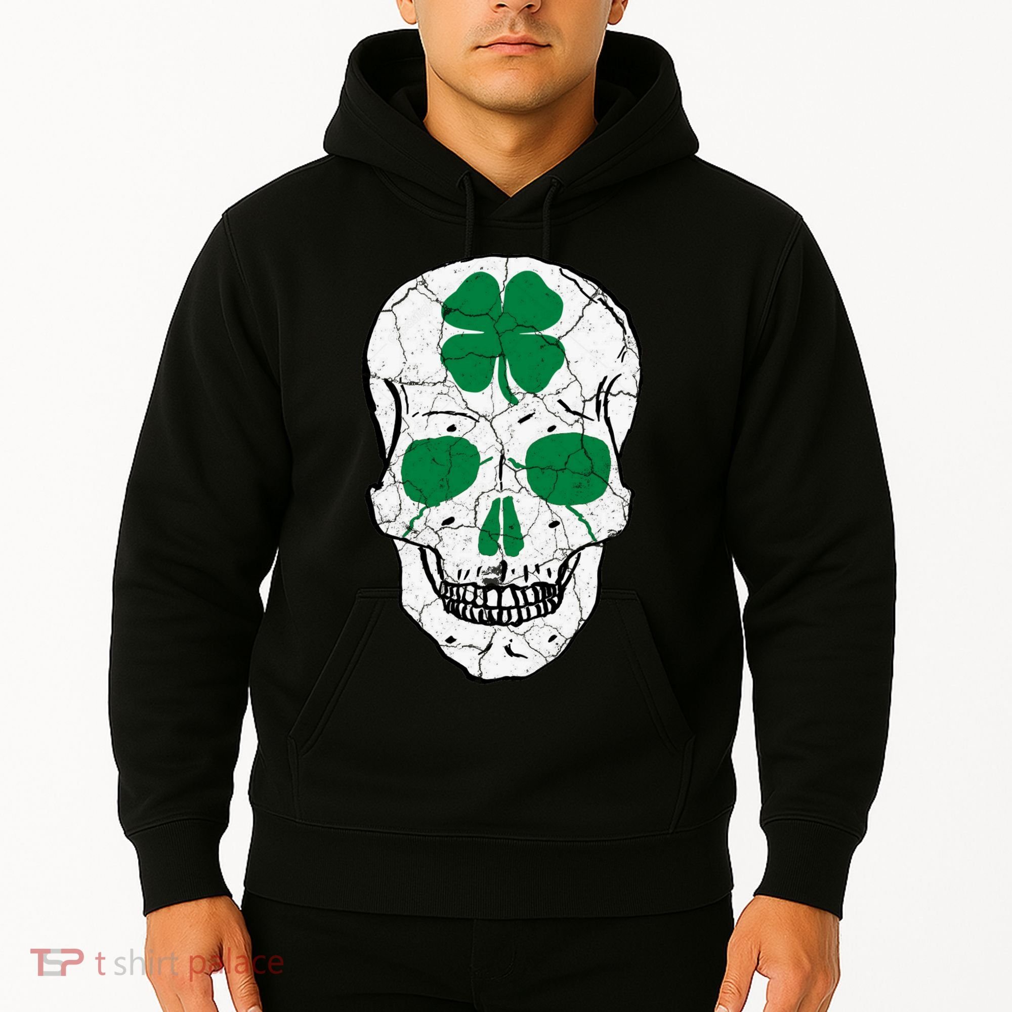 St Patrick's Day Clover Skull Hoodie