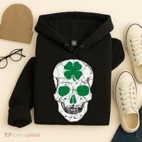 St Patrick's Day Clover Skull Hoodie thumb 4