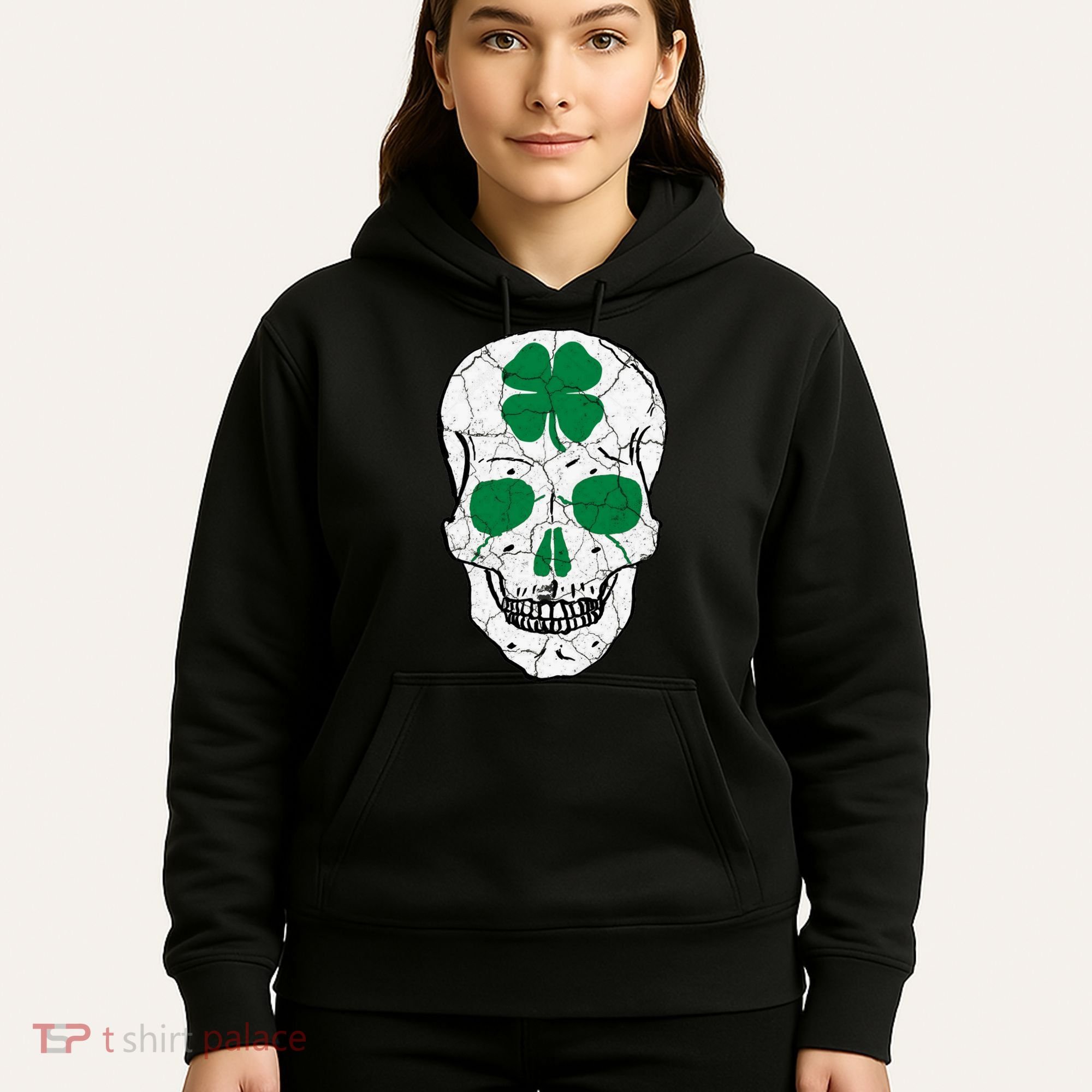 St Patrick's Day Clover Skull Hoodie