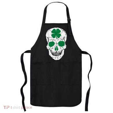 St Patrick's Day Clover Skull Apron