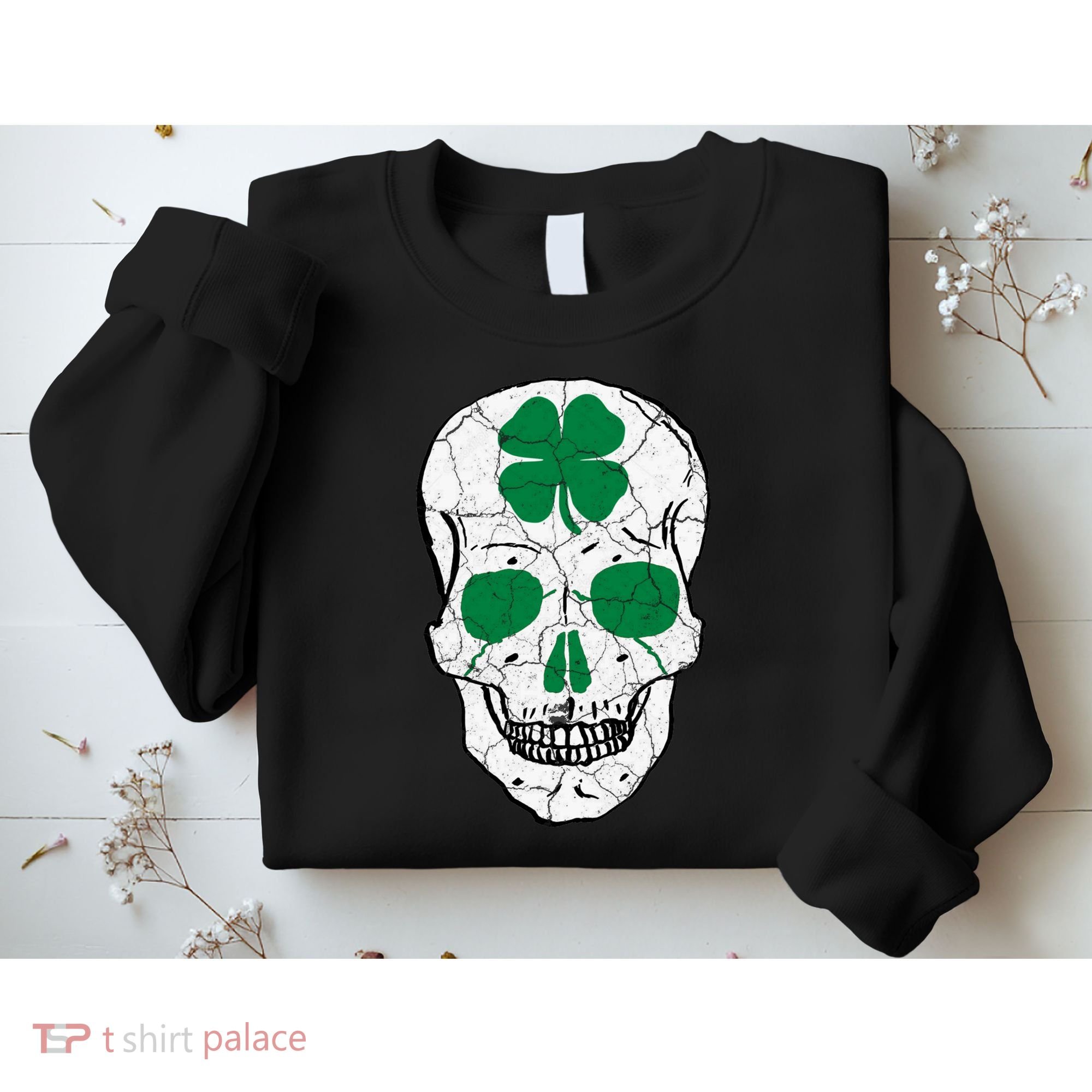 St Patrick's Day Clover Skull Sweatshirt